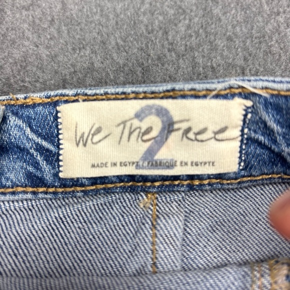 We The Free People Y2K Denim Jean Mini Skirt Zipper Faded Size 2 SM Light Wash - Picture 5 of 8